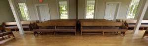 These are Quaker benches used during discussion of Advices and Queries.